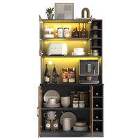 BUFFET 100/47/187 cm grau/natur aus MDF mit LED - Naturfarben, Holzwerkstoff (100/187/47cm) - OKWISH