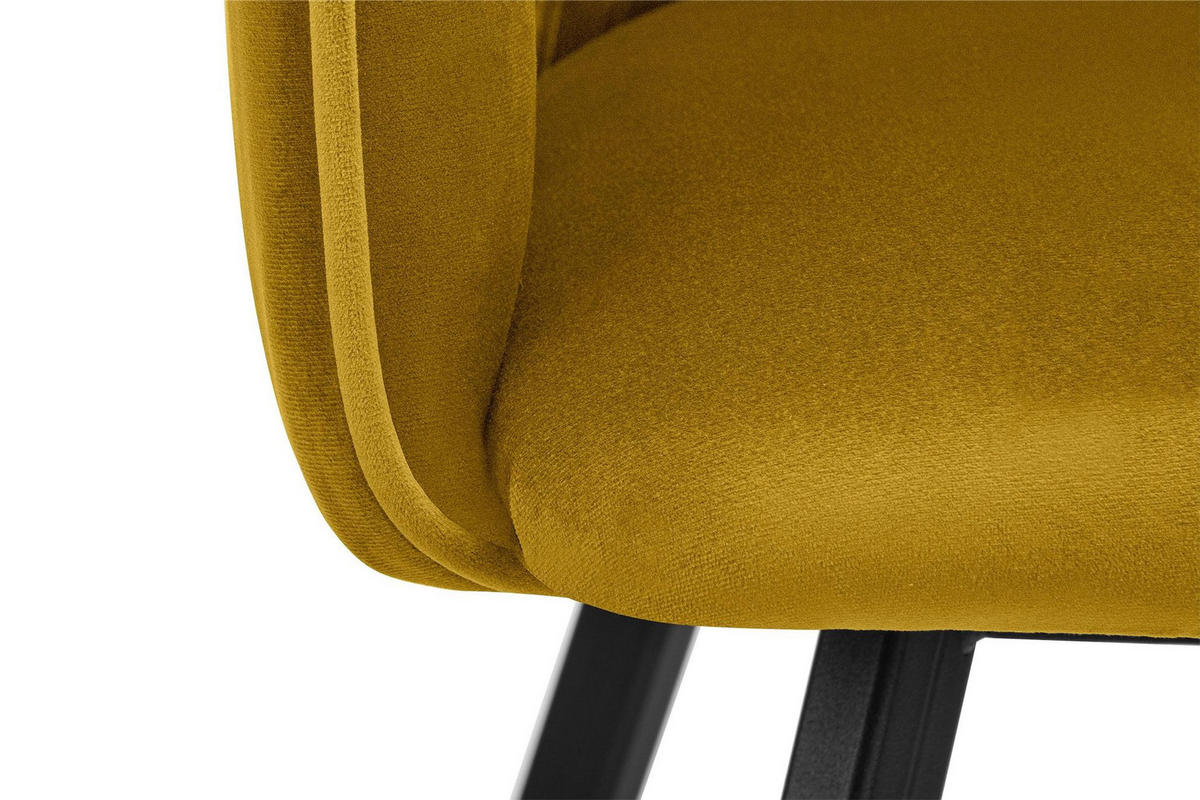 ESSZIMMERSTUHLE PYRUS 2-tlg Velours-Sitz, Gelb - Gelb/Schwarz, Textil/Metall (56/84/46cm) - KONSIMO®