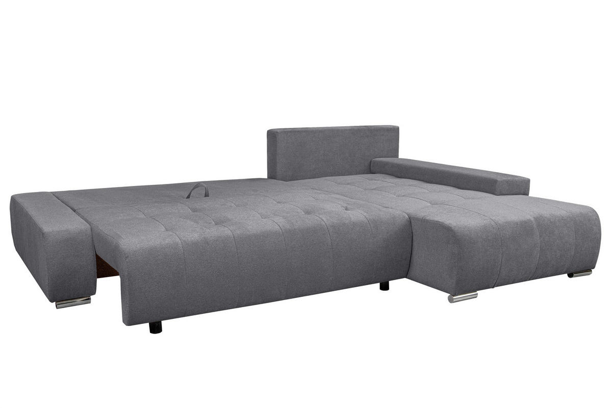 ECKSOFA Bloom mit Bettkasten und Schlaffunktion L-Form - Grau, Textil (267/185cm)