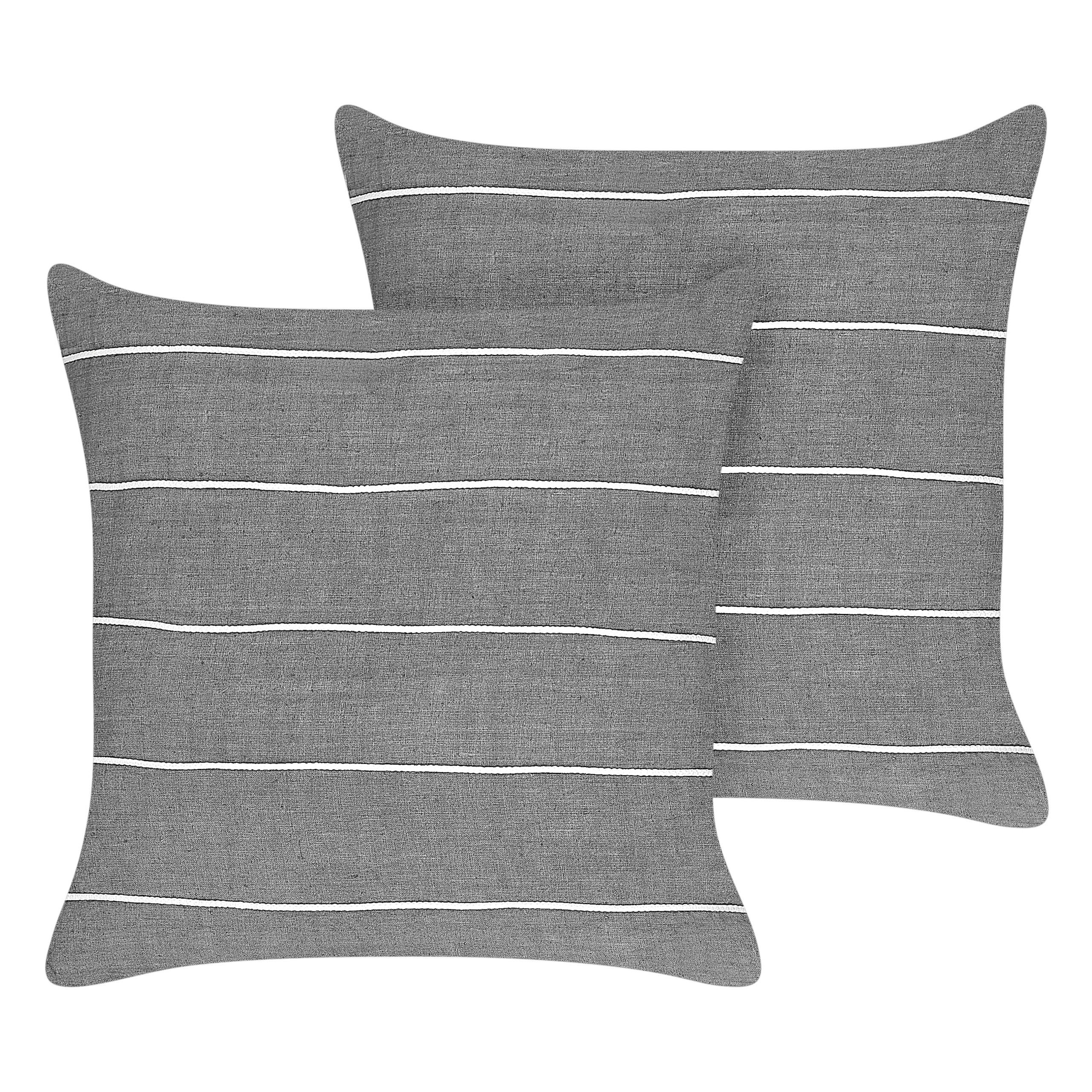 DEKOKISSEN 2er-Set Grau 50/50 cm Milas - Weiß/Grau, Textil (50/50cm) - Beliani