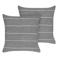 Dekokissen 2er-Set Grau 50/50 cm Milas - Weiß/Grau, Textil (50/50cm) - Beliani