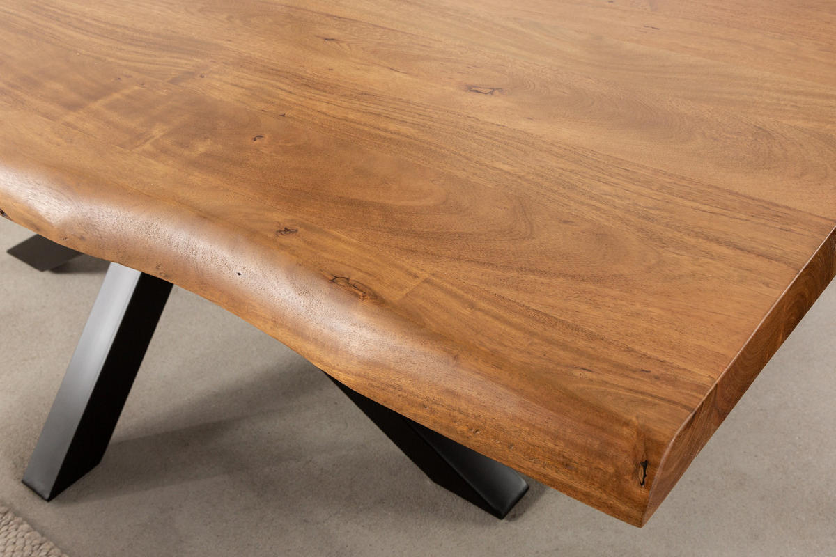 ESSTISCH MAMMUT NATURE Akazie 220cm - Schwarz/Braun, Holz/Metall (100/220/77cm) - riess-ambiente