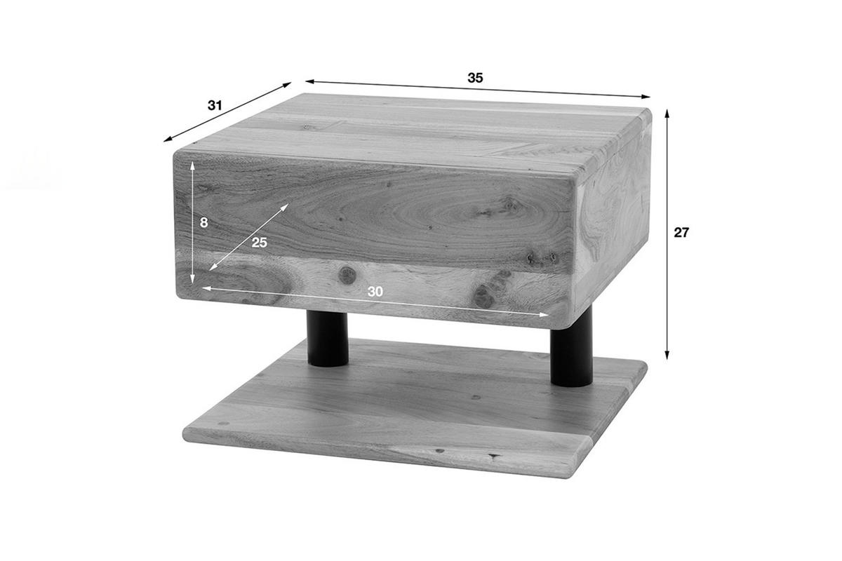 NACHTTISCH SILVEA Holz Akazie - Braun, Holz (35/27/32cm) - KAWOLA
