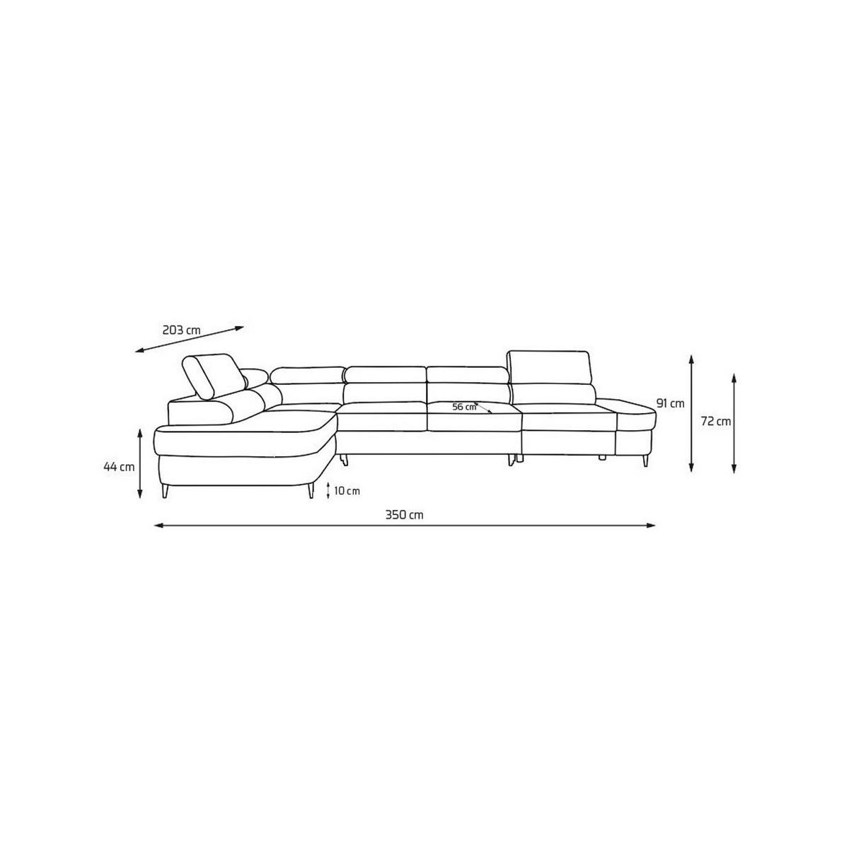 ECKSOFA PRIAM MAXI L-Form Links mit Schlaffunktion 125x195 Velours Anthrazit - Anthrazit/Schwarz, Holz/Textil (350/203cm) - Muffo