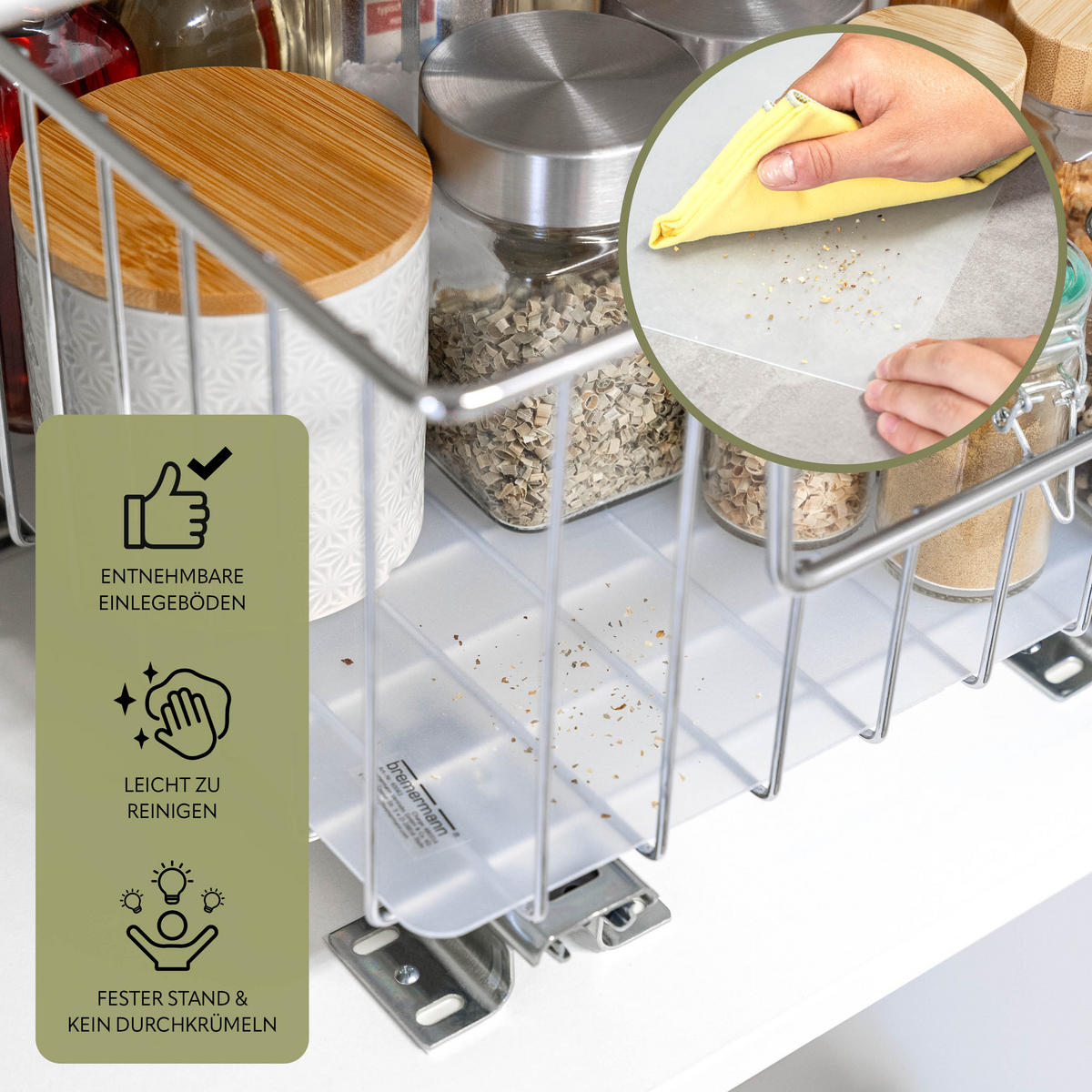 KORBAUSZUG (2er Set), 30 cm Breite, für Oberschränke, Chrom - Silberfarben, Metall (30/20/28.5cm) - bremermann