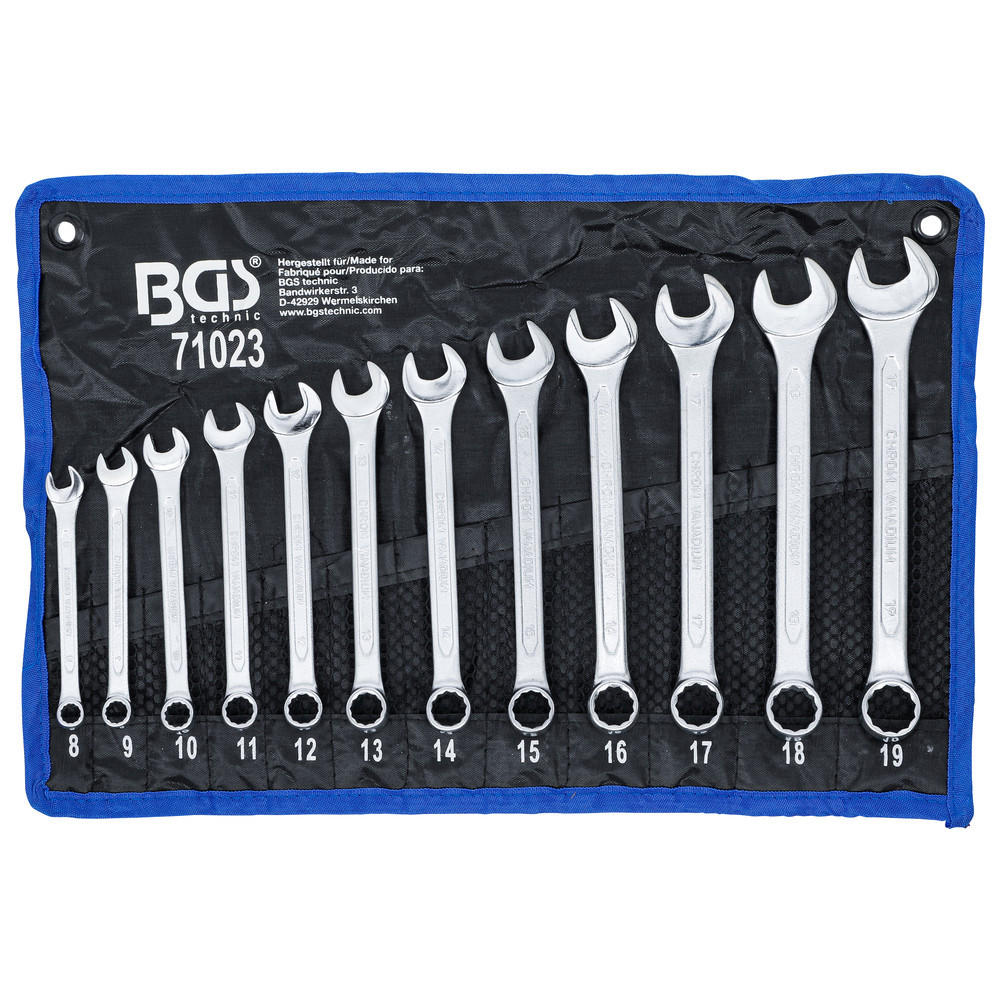 RINGMAULSCHLÜSSEL-SATZ, DIN 3113-A, 12-teilig, 8-19 mm - Multicolor, Kunststoff (255/60/100cm) - BGS technic