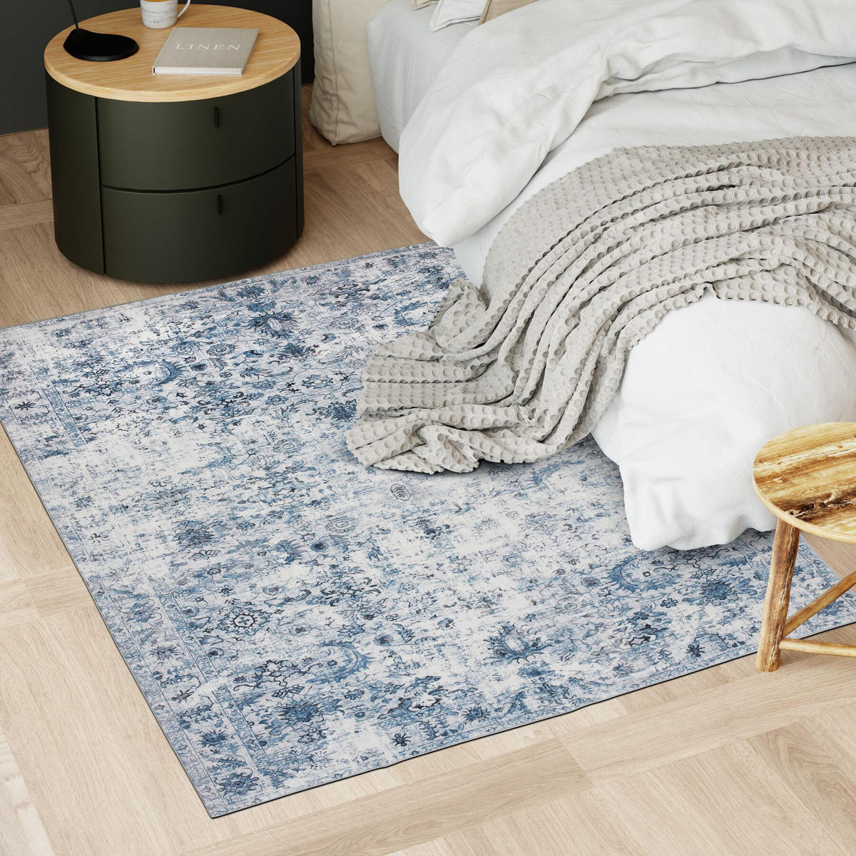 TEPPICH Vintage Design Amara,rutschfeste Unterseite,blau - Blau, Kunststoff (120/170cm) - tectake