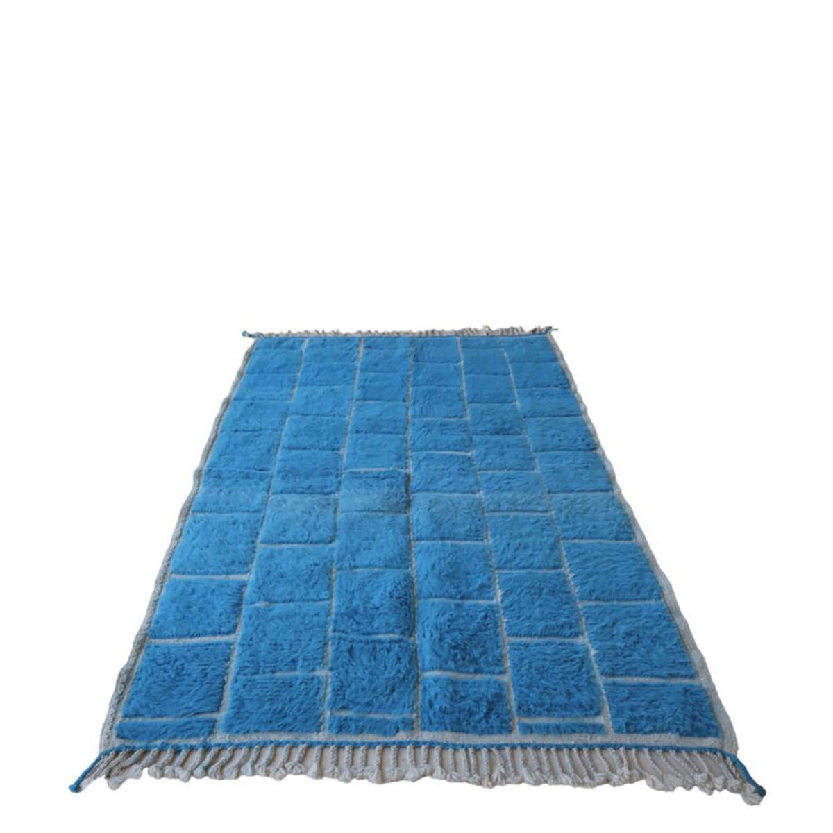 BERBERTEPPICH aus Marokko aus reiner Wolle 140x 200 cm - Blau, Naturmaterialien (140/200cm) - AFK Living