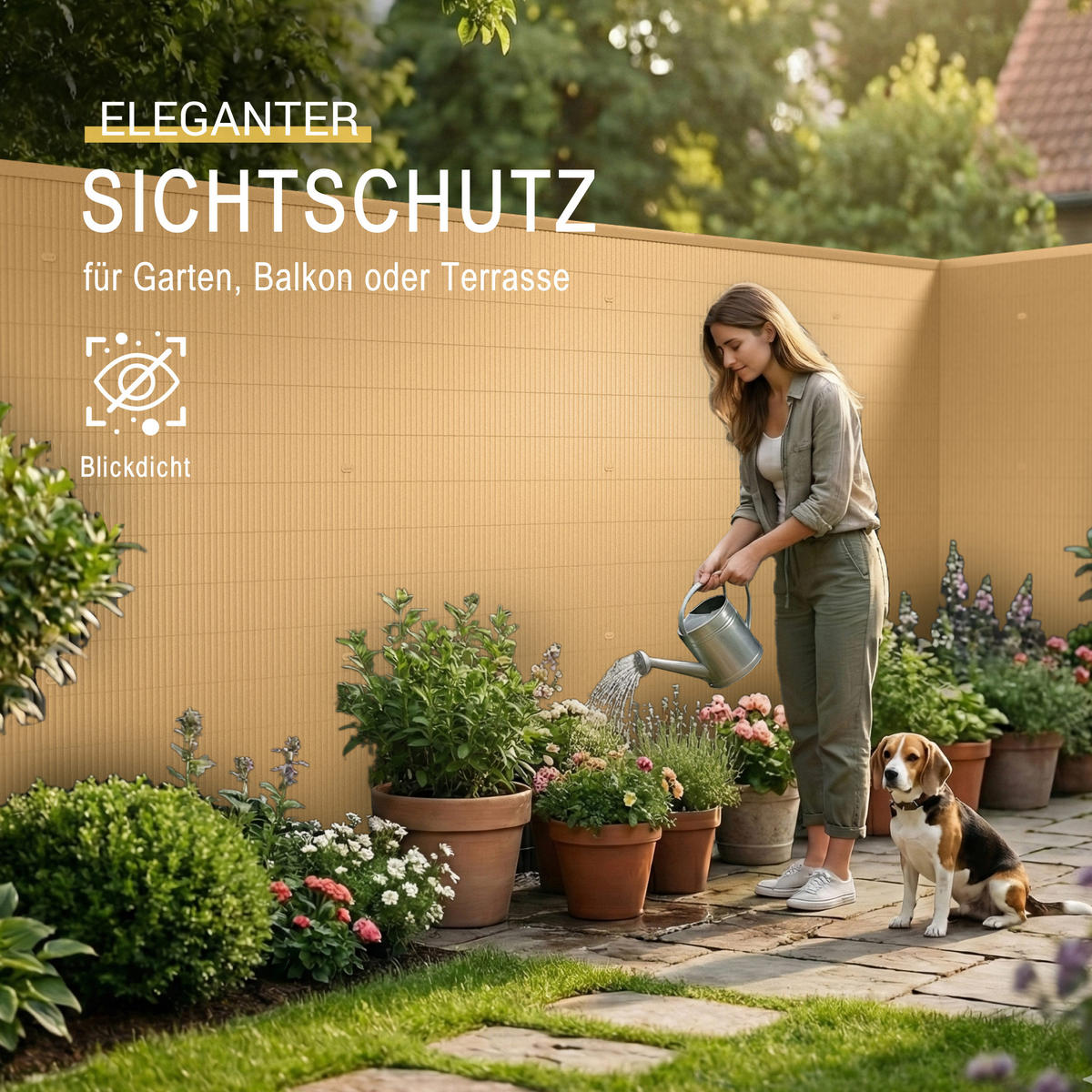 SICHTSCHUTZZAUN SolVision P12 80x500cm PVC Bambus - Naturfarben, Kunststoff (500cm) - Sol Royal