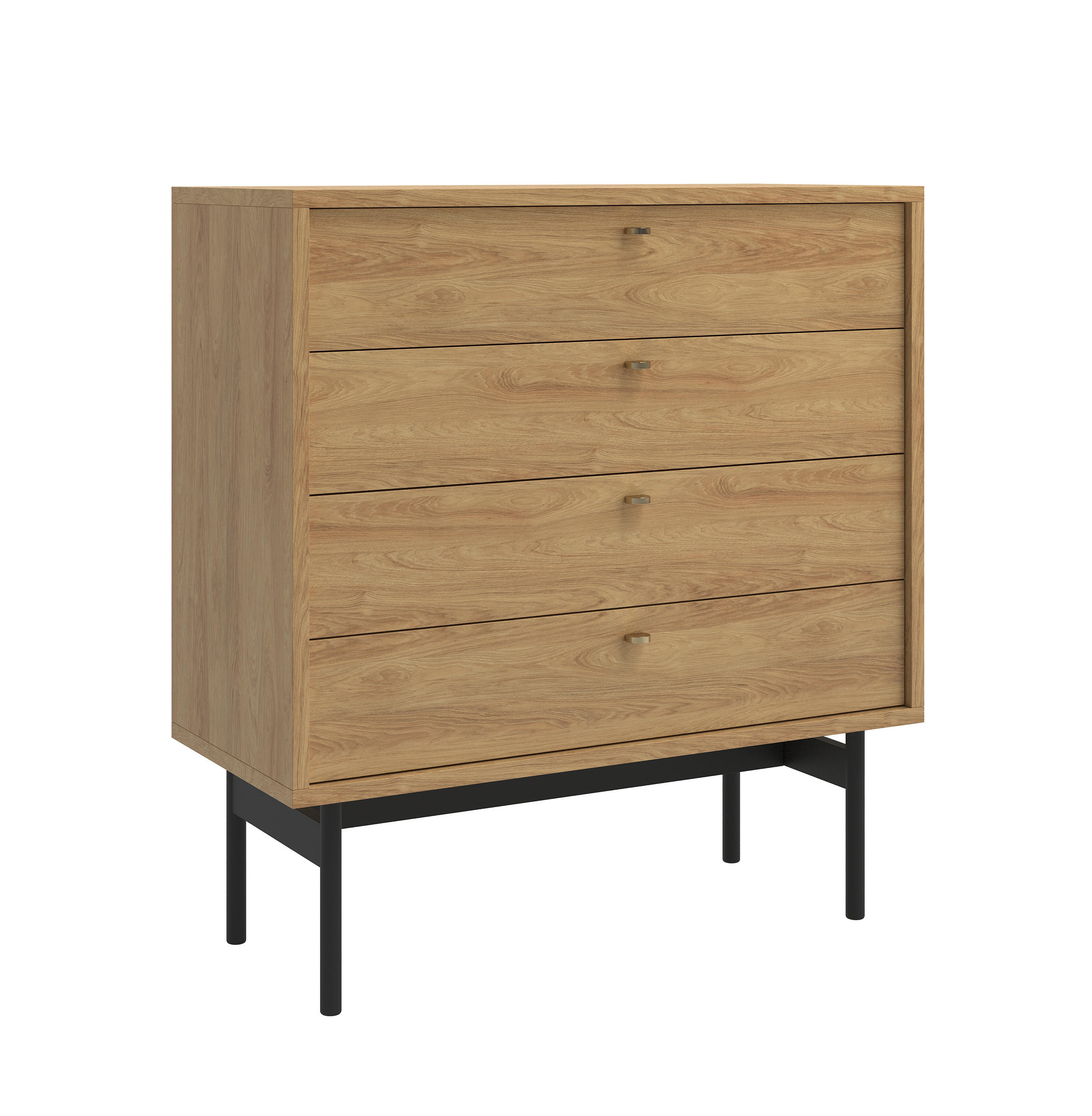 KOMMODE Olar Holzoptik Hickory Natur 85,5 cm - Beige/Goldfarben, Holzwerkstoff/Metall (85.5/91.9/38cm) - Selsey