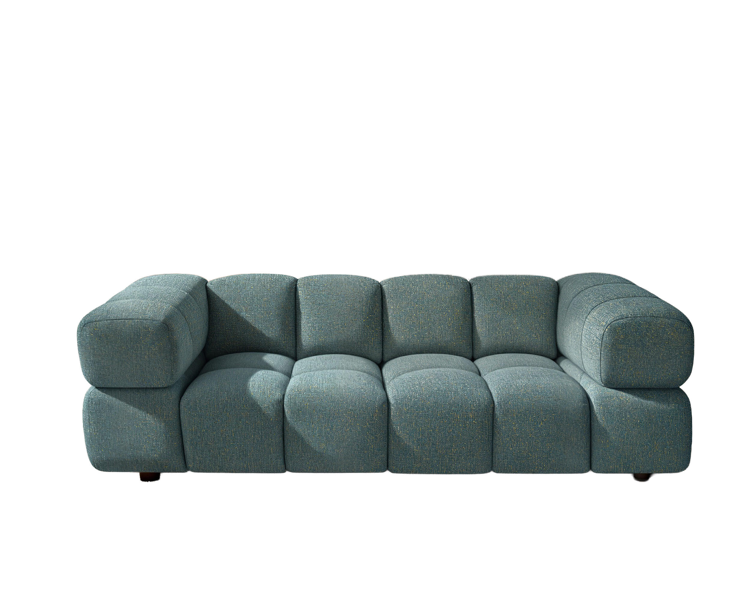 SOFA 3-Sitzer, Couch, Chenille Stoff Puente, Azurblau, Averro - Dunkelgrün, Holz (240/70/96cm) - Kaiser Möbel