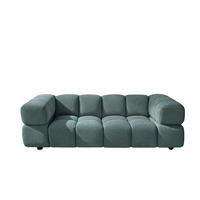 SOFA 3-Sitzer, Couch, Chenille Stoff Puente, Azurblau, Averro - Dunkelgrün, Holz (240/70/96cm) - Kaiser Möbel