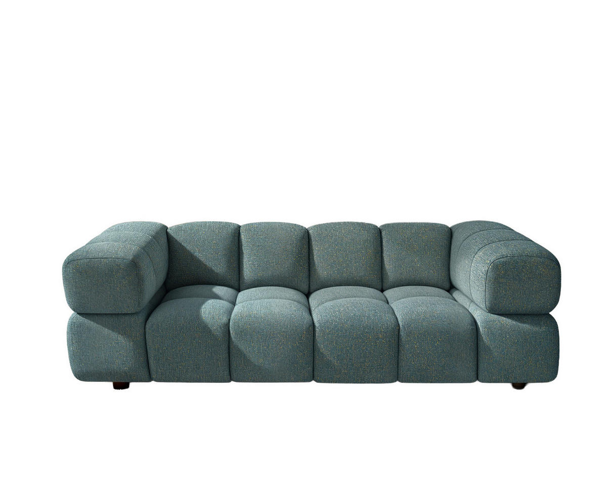 SOFA 3-Sitzer, Couch, Chenille Stoff Puente, Azurblau, Averro - Dunkelgrün, Holz (240/70/96cm) - Kaiser Möbel