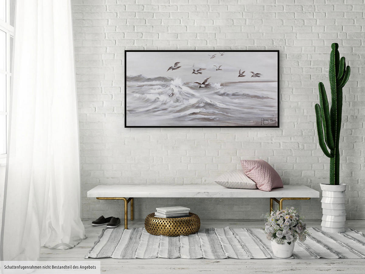 ACRYLBILD HANDGEMALT 120/60 cm - Grau, Holz/Textil (1.54/60cm) - KUNSTLOFT