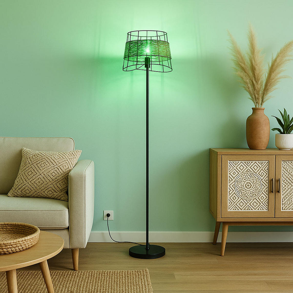 LED STEHLEUCHTE Metall Braun Käfig-Design - Braun, Metall (30/30/154cm) - Nowa