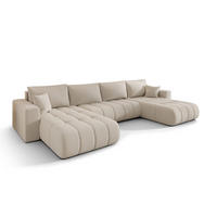 ECKSOFA mit schlaffunktion und bettkasten MILO U PREMIUM, stoff WIND, Beige - Beige, Holz (384/190cm) - Kaiser Möbel