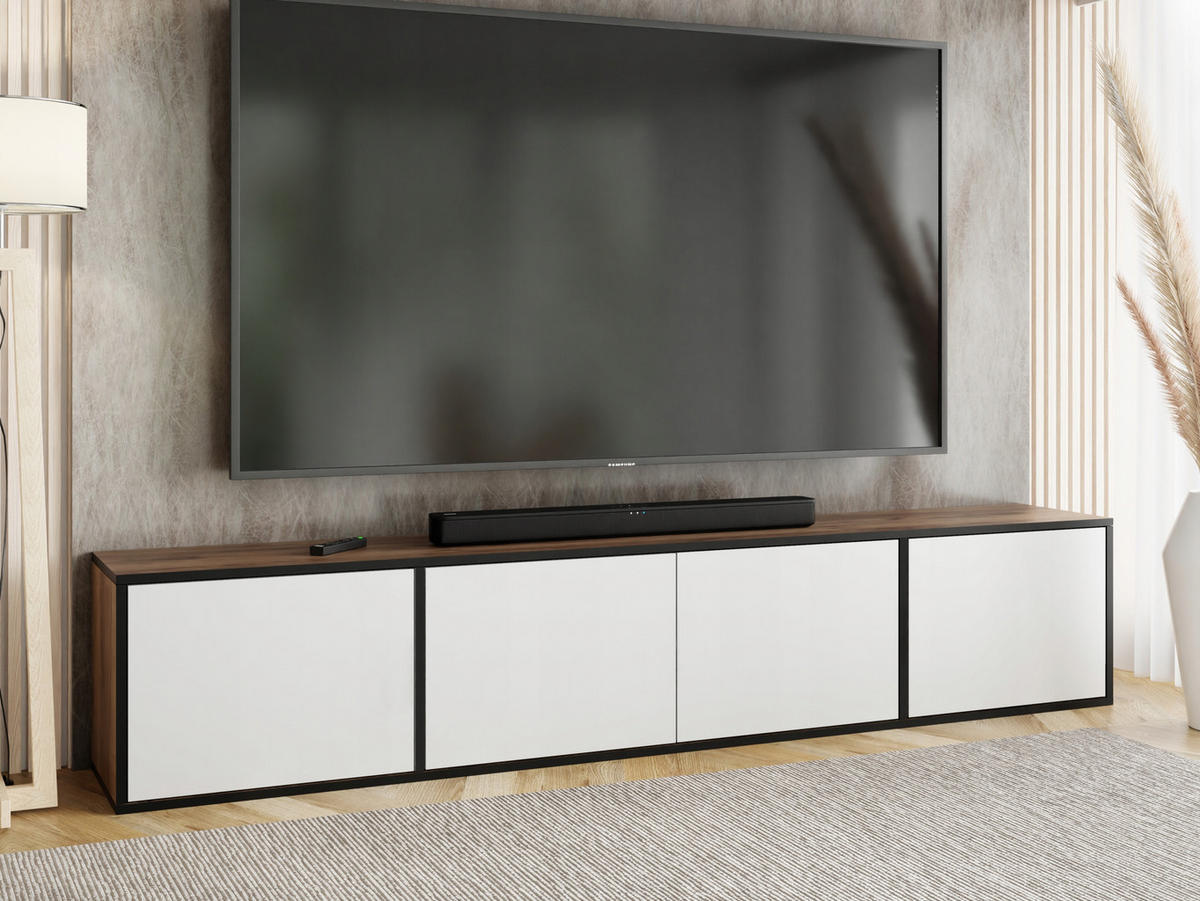 TV-LOWBOARD EDI 4 Craft Gold Eiche / Weiß – 4-türig - Honigeiche/Weiß, Holzwerkstoff (206.4/42/38.9cm)