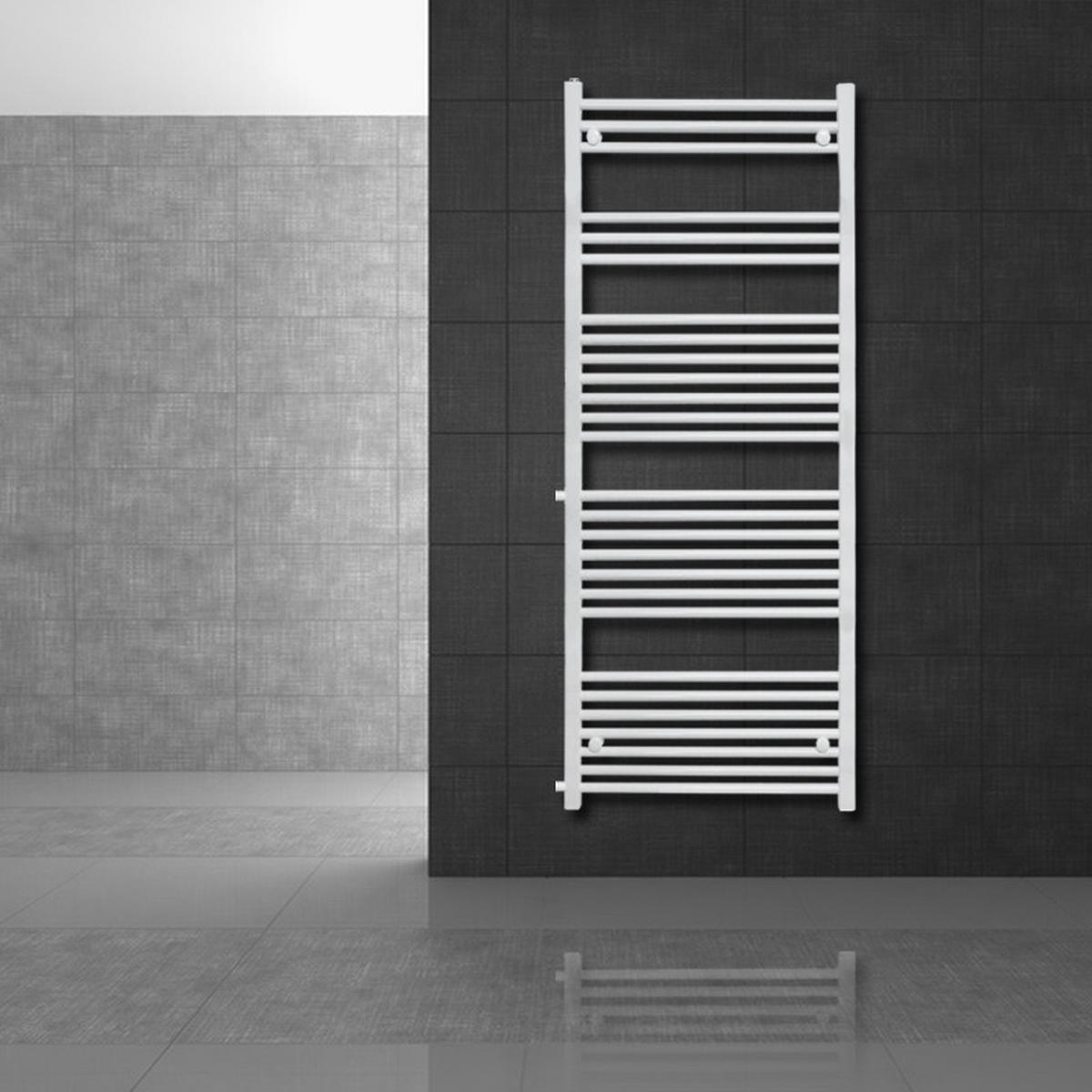 BADHEIZKÖRPER Sahara 600x1600 mm Weiß gerade mit Thermostatventil Set - Weiß, Metall (60/160/3cm) - LuxeBath