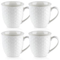 KERAMIKBECHER-SET HERZ, Keramik, weiß, 4 Stk., 580 ml - Weiß, Keramik (0.58L) - Orion 