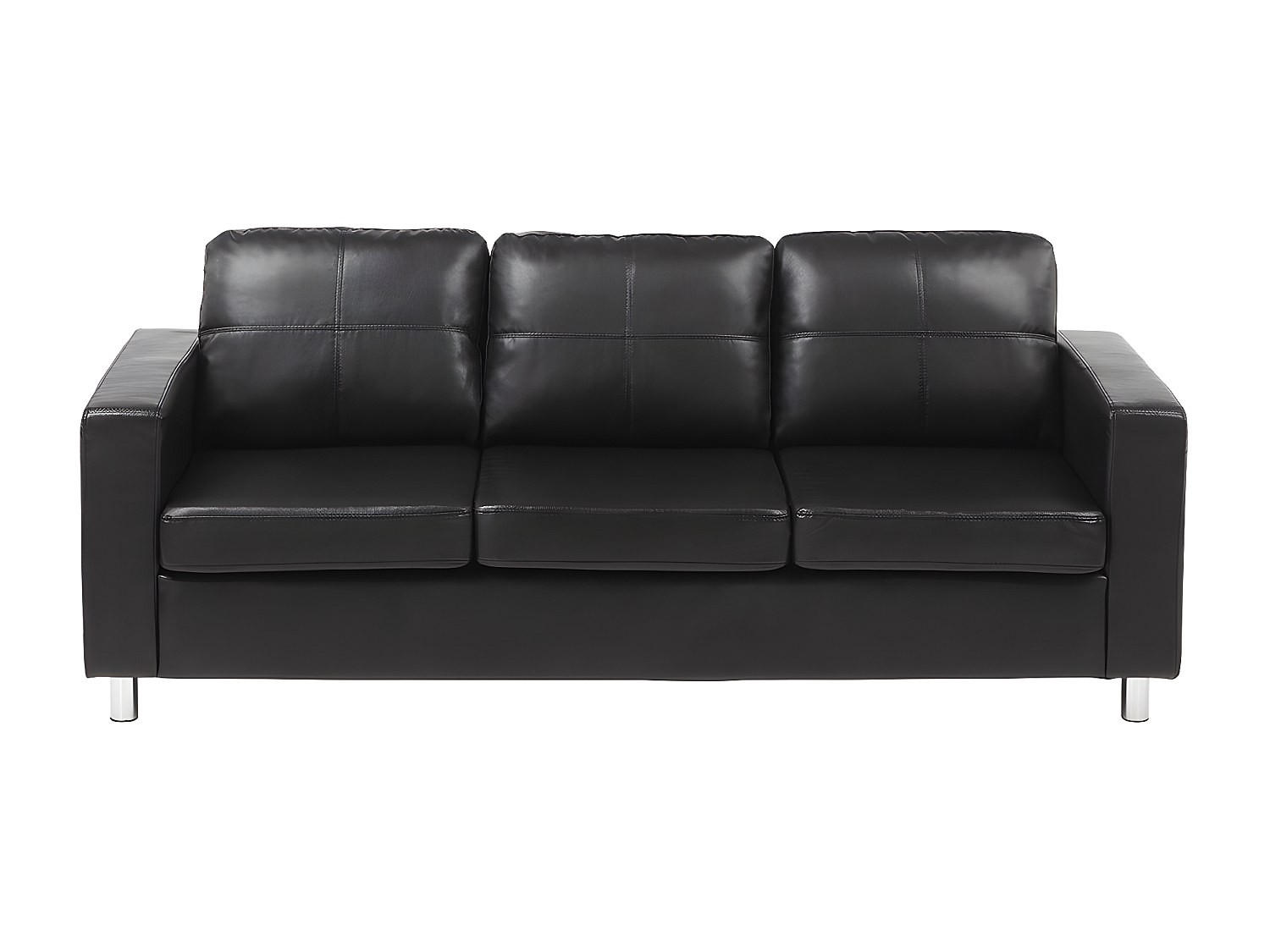 SOFA - 3 Personen - kunstleder - schwarz Ackley - Schwarz, Leder (196/77/75cm) - Vente-Unique