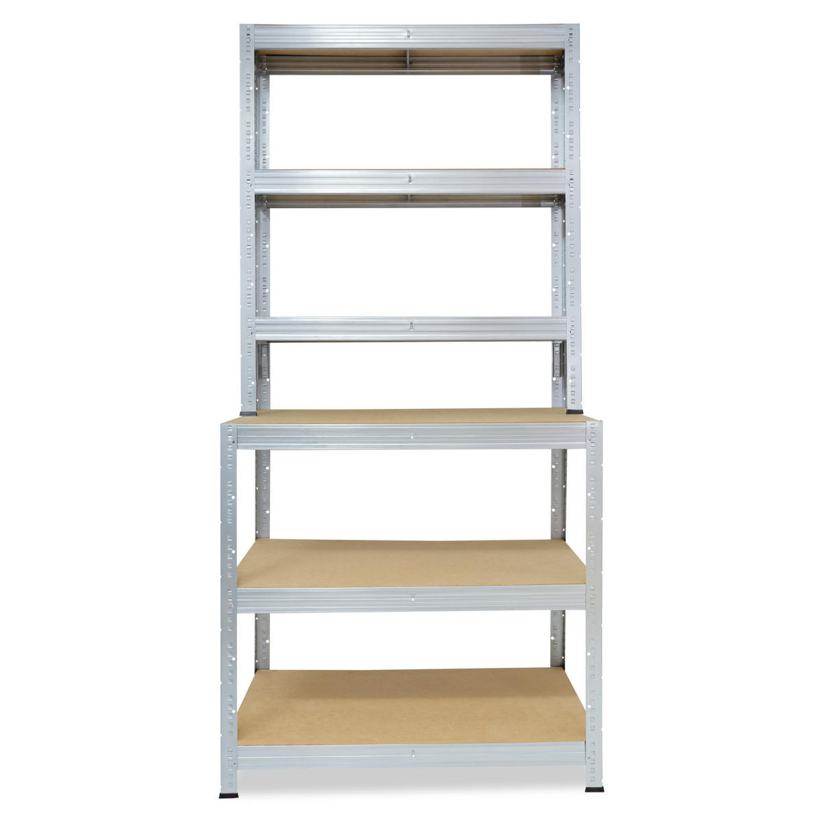 WERKBANK Regal PRO 190x80x60 cm in verzinkt mit 6 Böden und 166 kg Traglast pro Boden - Silberfarben, Metall (80/190/60cm) - shelfplaza