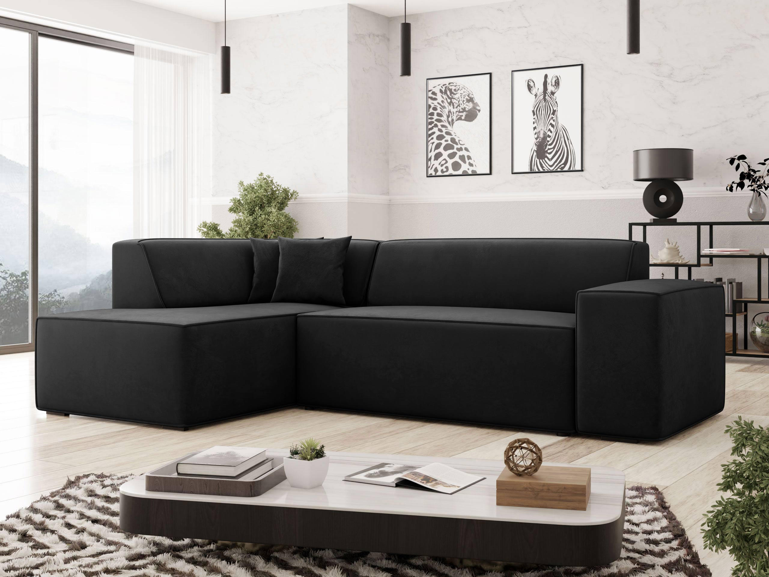 ECKSOFA Lordin, Seite: Links - Schwarz, Holz/Textil (267/205cm) - MIRJAN24