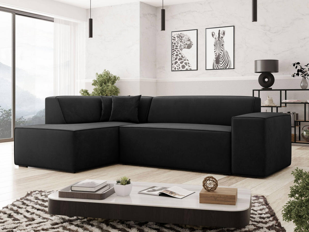 ECKSOFA Lordin, Seite: Links - Schwarz, Holz/Textil (267/205cm) - MIRJAN24
