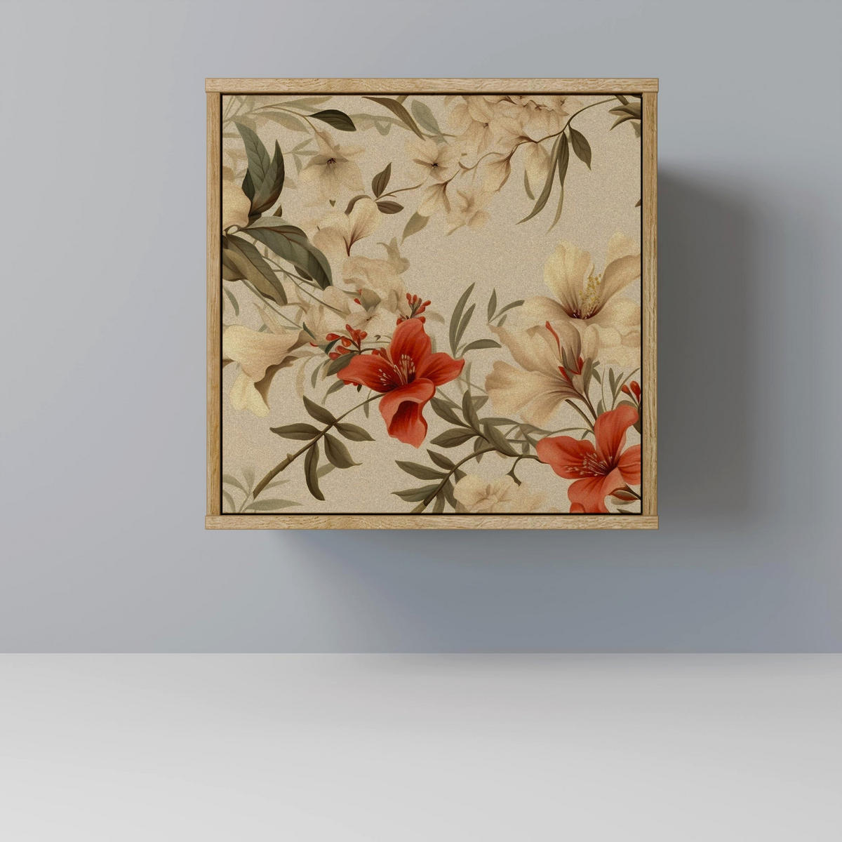 SIDEBOARD BLOOMING HARMONY, Eichefarben, 57,5x42x75,5 cm, Goldfarbene Metallfüße - Eichefarben/Goldfarben, Holzwerkstoff/Metall (57.5/75.5/42cm) - SpaceRebels