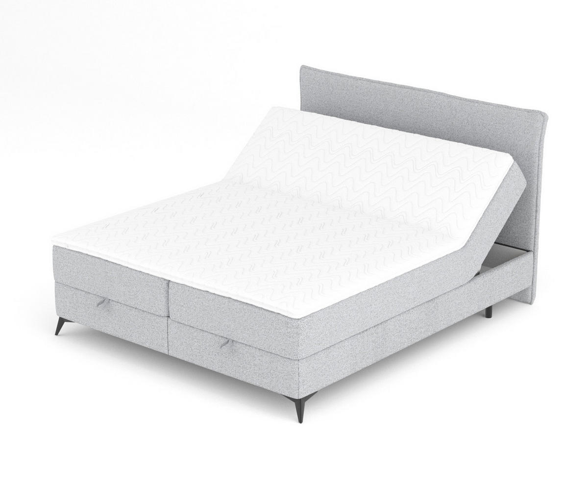 BOXBETT Peru Hellgrau 160/200 cm im Webstoff - Hellgrau/Schwarz, Holz/Holzwerkstoff (160/200cm) - Maison de Reve