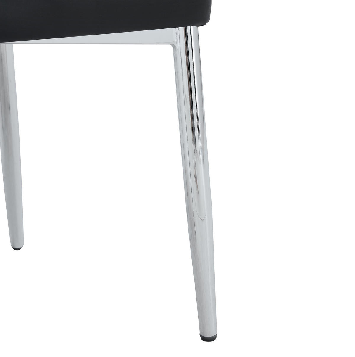 ESSZIMMERSTUHL PU-Leder Schwarz mit Metallbeinen Silber - Schwarz, Metall (41.5/89/43cm) - Meubliv