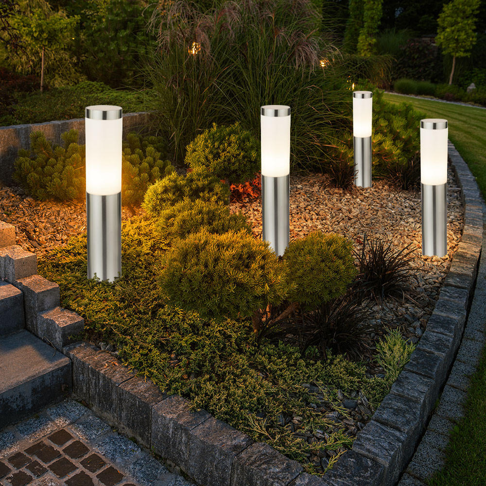 WEGELEUCHTE Edelstahl Silber Opal 4er Set - Silberfarben, Kunststoff (7.6/7.6/45cm) - Globo Lighting
