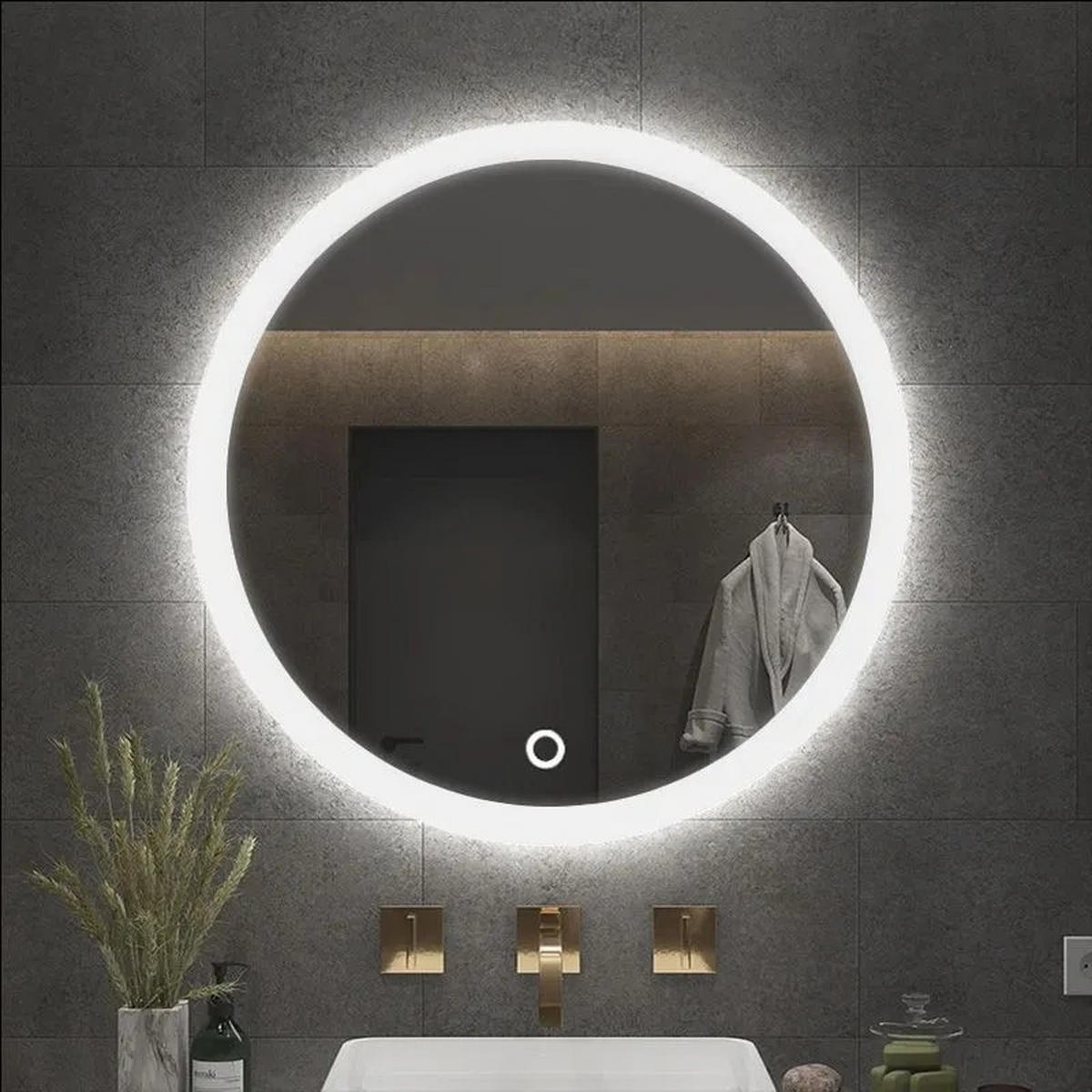 SPIEGEL Rea Led 90cm Ffj90 - Grau, Glas (90/90/2cm) - REA