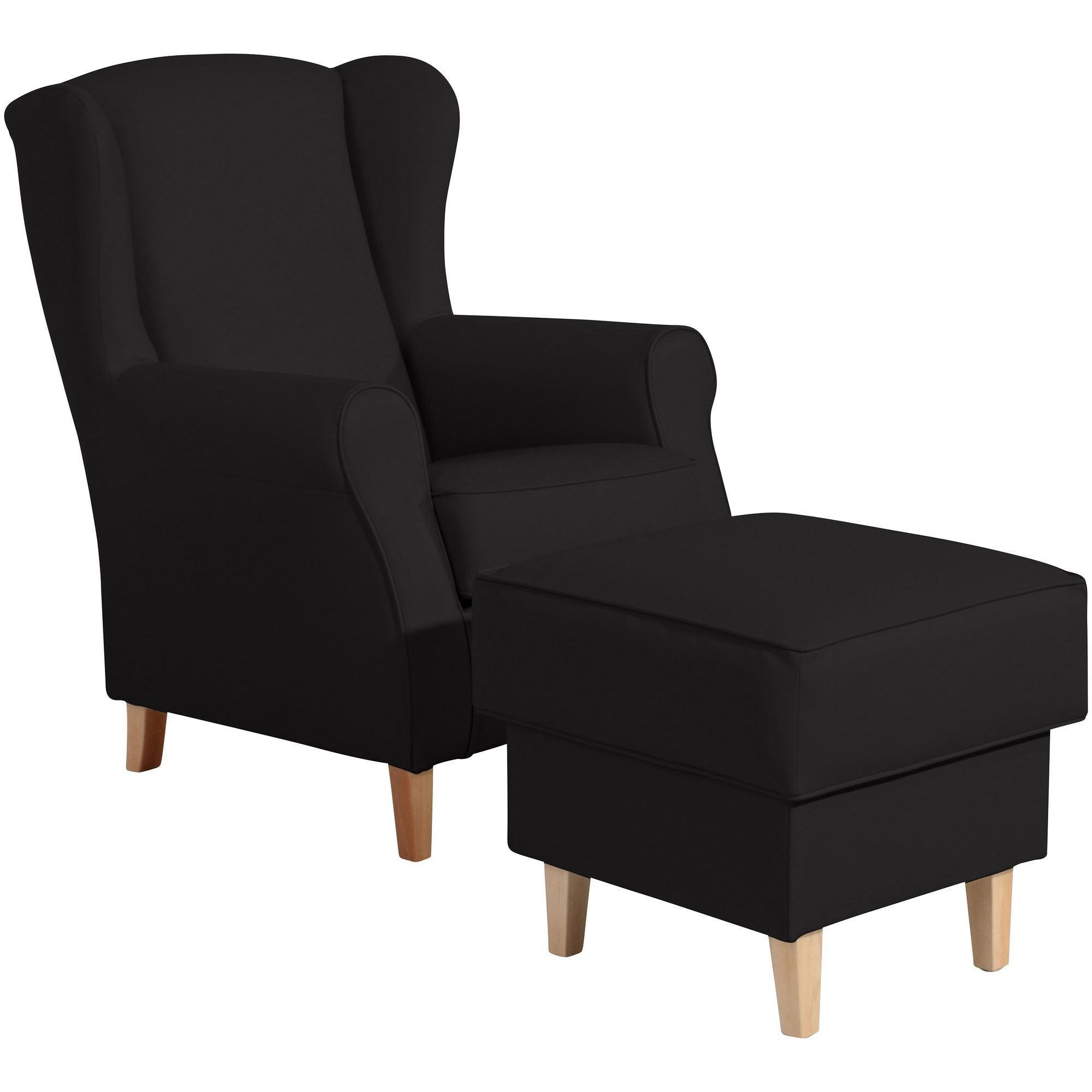 OHRENSESSEL Karlen Bezug Kunstleder Buche natur / schwarz - Buchefarben/Schwarz, Kunststoff (86/103/77cm) - 58aufmkessel