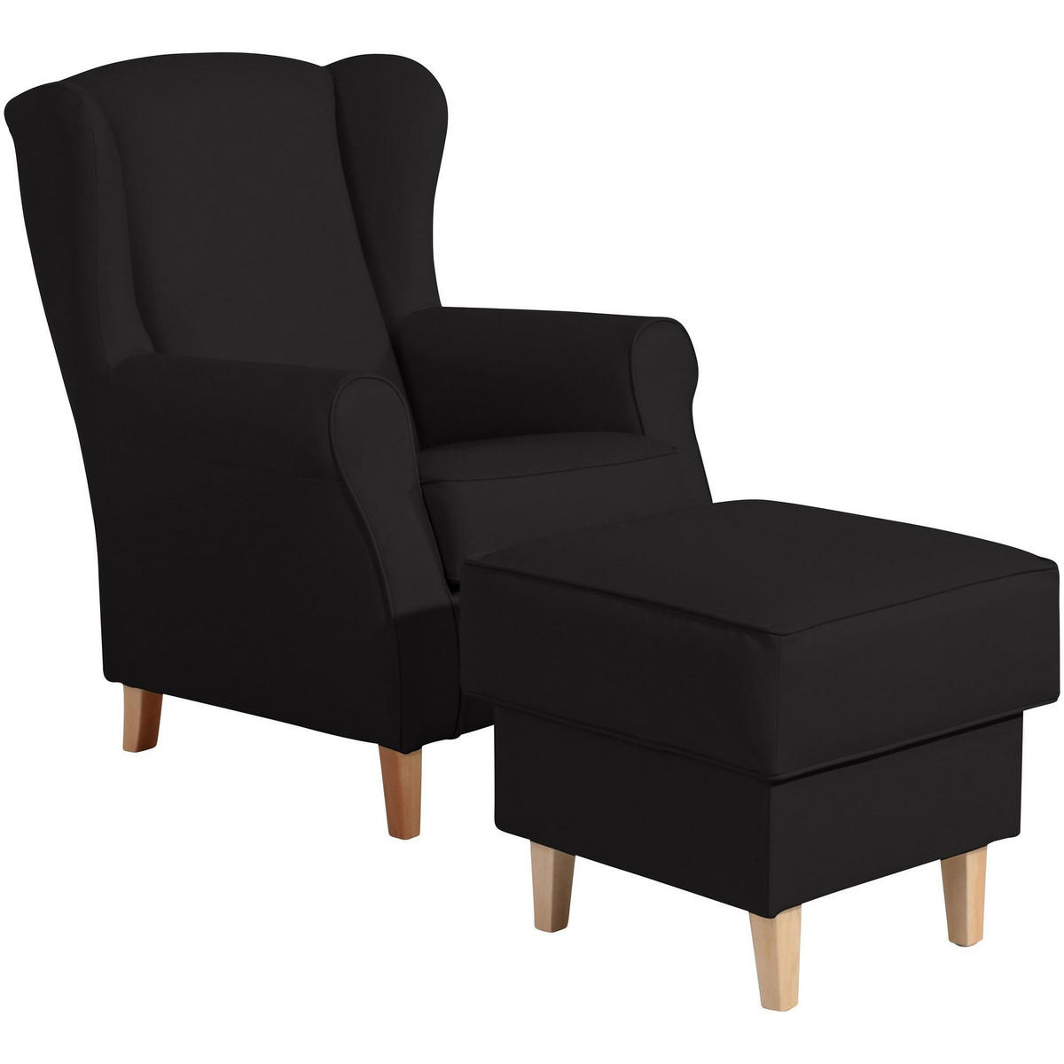 OHRENSESSEL Karlen Bezug Kunstleder Buche natur / schwarz - Buchefarben/Schwarz, Kunststoff (86/103/77cm) - 58aufmkessel
