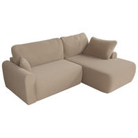 ECKSCHLAFSOFA CUBO L Hellbraun Boucle - rechts - Schwarz/Braun, Kunststoff/Textil (187/273cm) - MKS