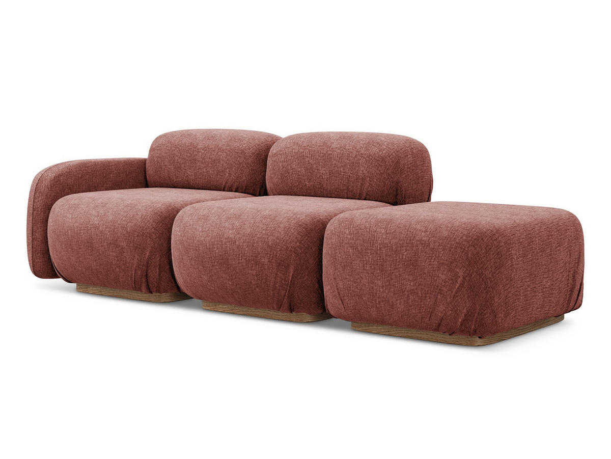 3-SITZER SOFA Rechts Chenille Stoff Pink - Pink/Hellrosa, Holz/Textil (258/73/95cm) - Makamii