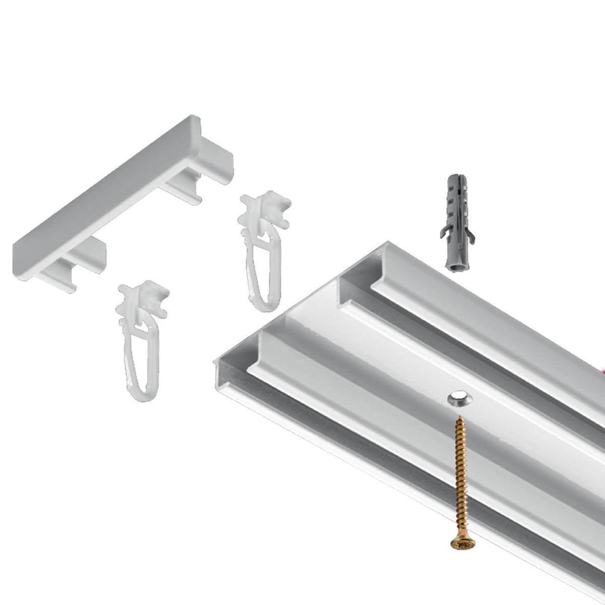 GARDINENSCHIENE LM, 2 läufig, 300 cm, weiß - Weiß, Metall (6.1/1.1/300cm) - SN Deco