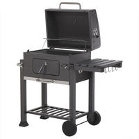 HOLZKOHLEGRILL mit Deckel Stahl grau rechteckig rollbar Pavlof - Grau, Metall (79/107/49cm)
