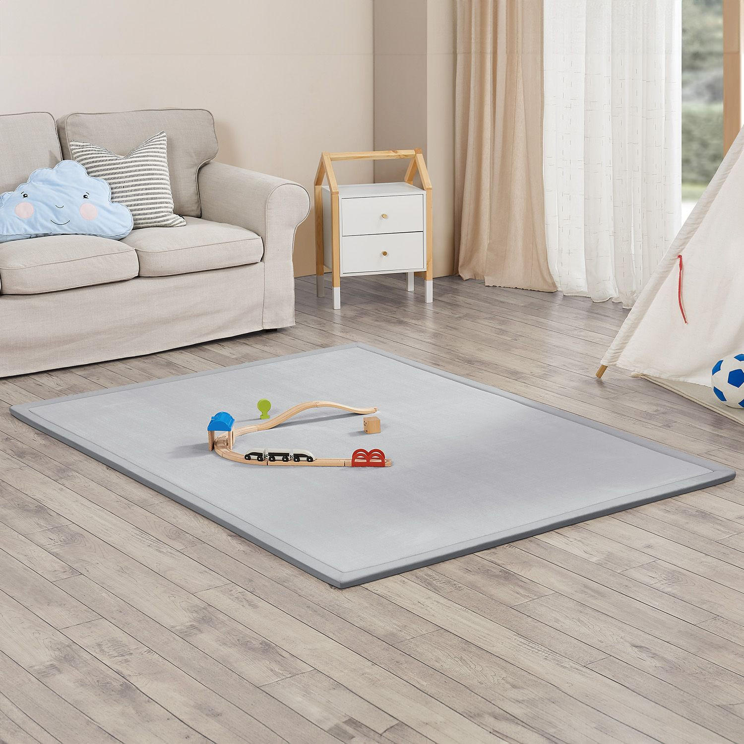SPIELMATTE Maila grau 200 x 150 cm - Grau, Textil (150/2/200cm) - Juskys