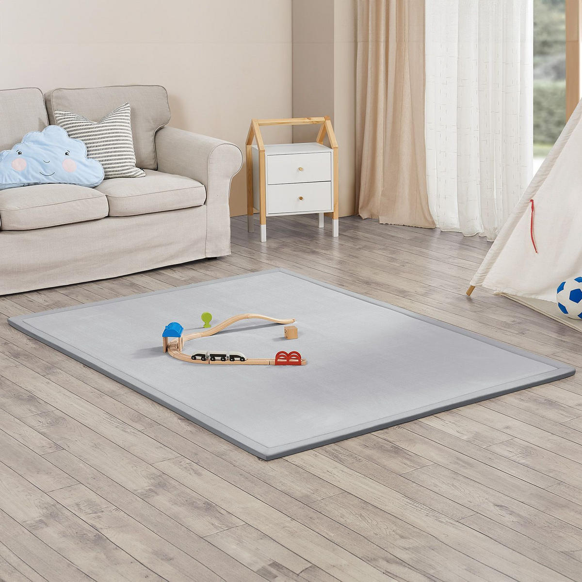 SPIELMATTE Maila grau 200 x 150 cm - Grau, Textil (150/2/200cm) - Juskys