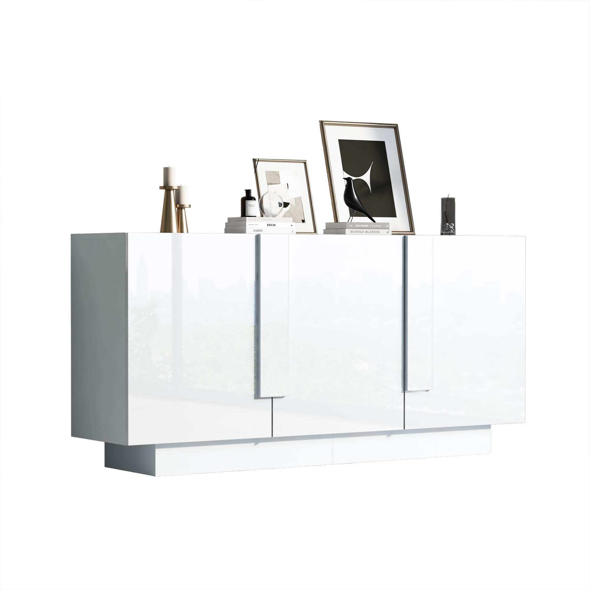 SIDEBOARD weiß mit drei Türen und höhenverstellbaren Einlegeböden 160 × 35 × 60 cm aus Spanplatte - Weiß, Holzwerkstoff (160/60/35cm) - Luhomfu