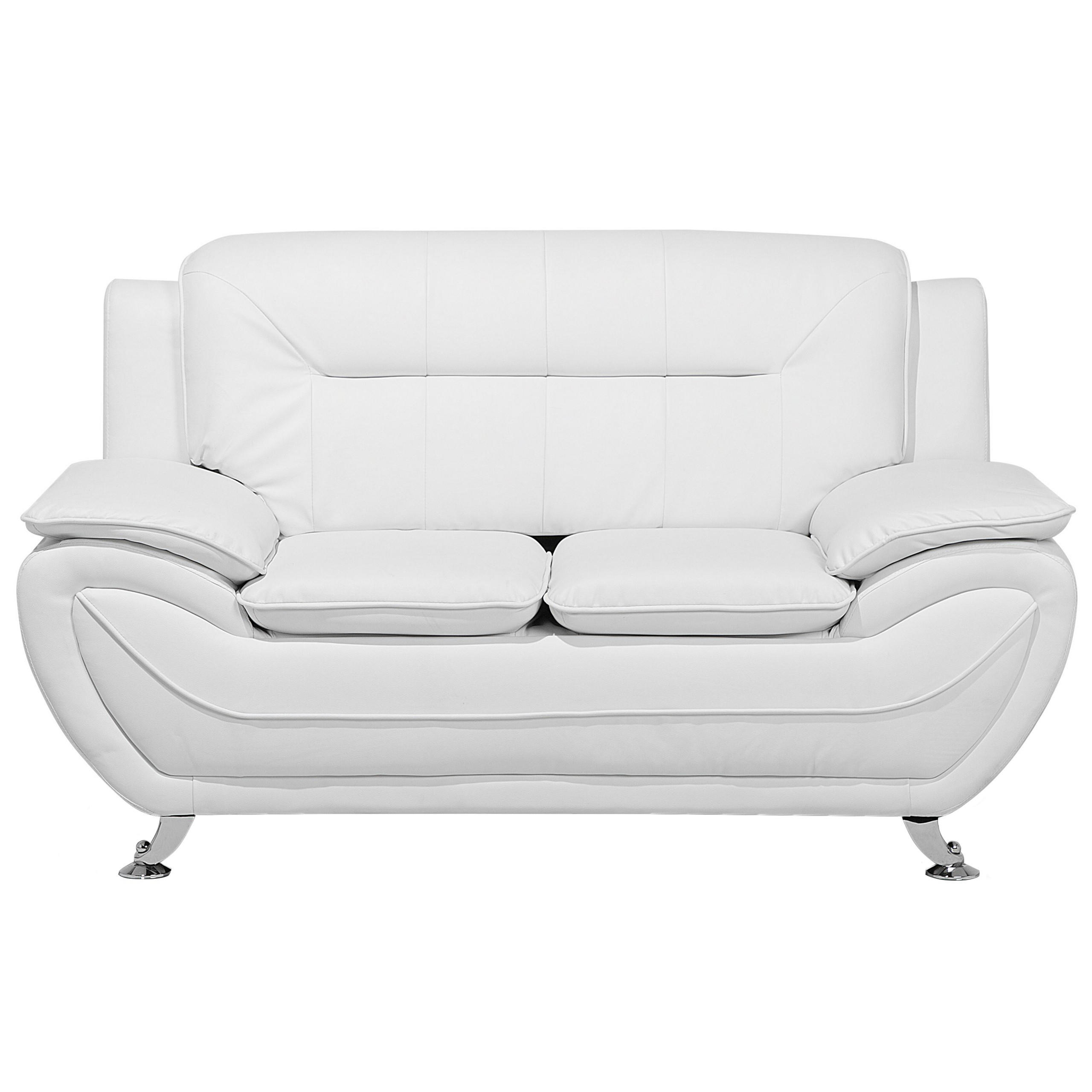 2-SITZER-SOFA Kunstleder Weiß Leira - Weiß, Kunststoff/Textil (155/88/86cm) - Beliani