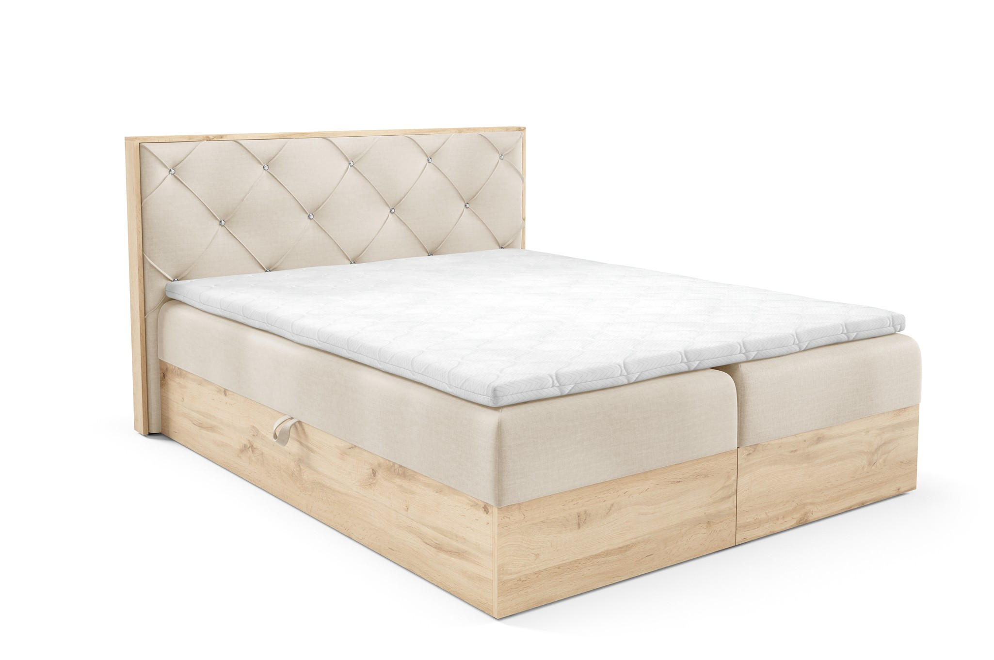 BOXBETT Helios In überlänge - Creme, Holzwerkstoff/Textil (160/220cm) - Fun Möbel