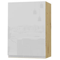 HÄNGESCHRANK Florence W2/50 Eiche Artisan / RAL 9003 signalweiß HG 50 / 32,5 / 72cm - Türanschlag rechts - Weiß Hochglanz/Eiche Artisan, Holz/Holzwerkstoff (50/72/32.5cm) - Feldmann-Wohnen
