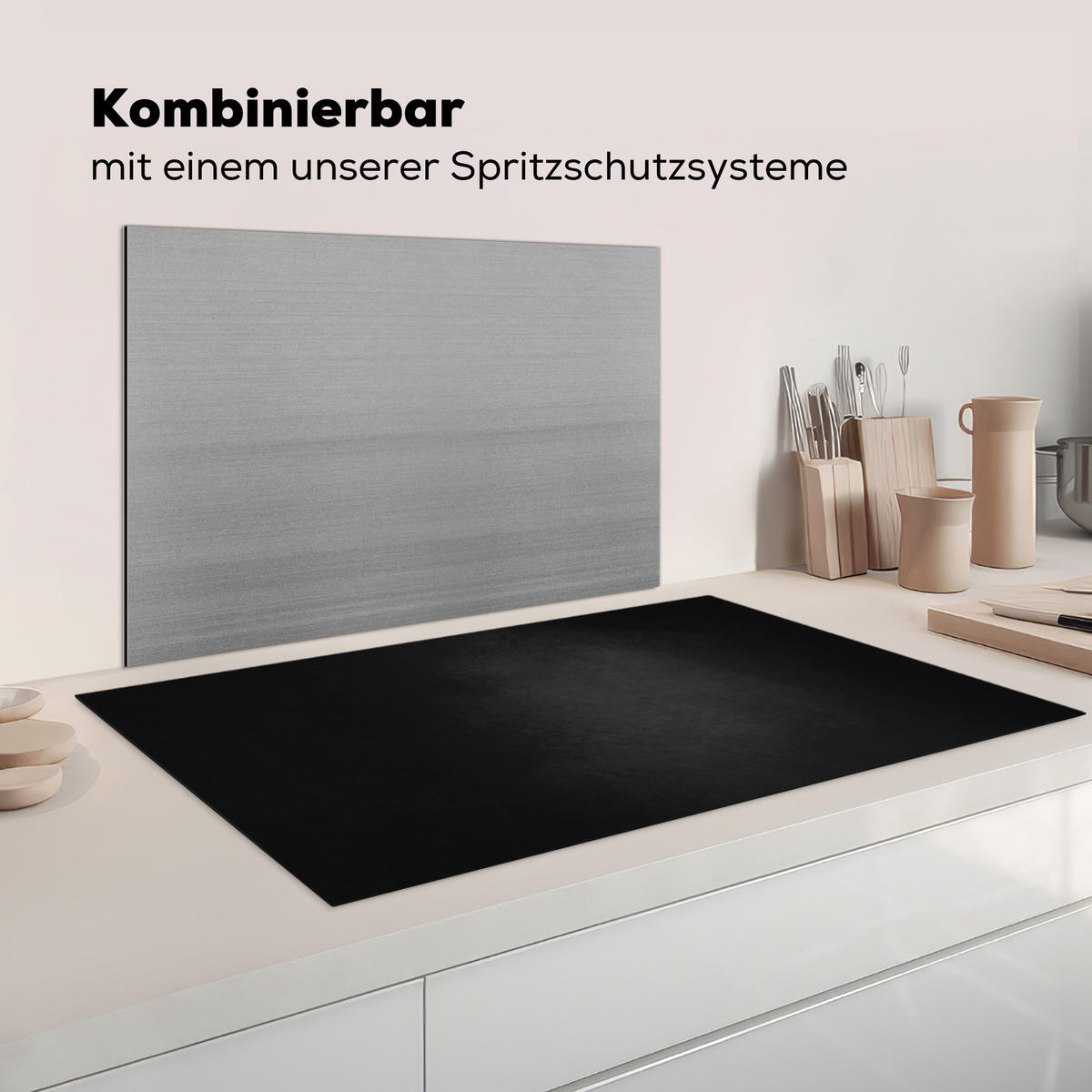 KRYT NA INDUKČNÍ DESKU Beton - Černá - Šedá - Texturovaná - Průmyslová 91.2x52 cm - grafitová, plast (91.2/52/0.2cm) - MuchoWow