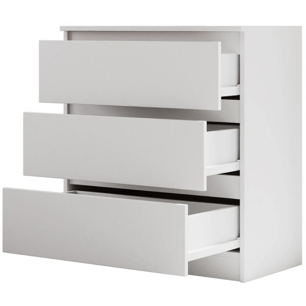 KOMMODE Lemon 70 cm mit drei Schubladen weiß matt - Weiß, Holzwerkstoff (70/78.5/39cm) - Beautysofa