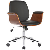 DREHSTUHL Holz walnuss/schwarz - Chromfarben/Walnussfarben, Holz/Textil (69/82/62cm) - CLP