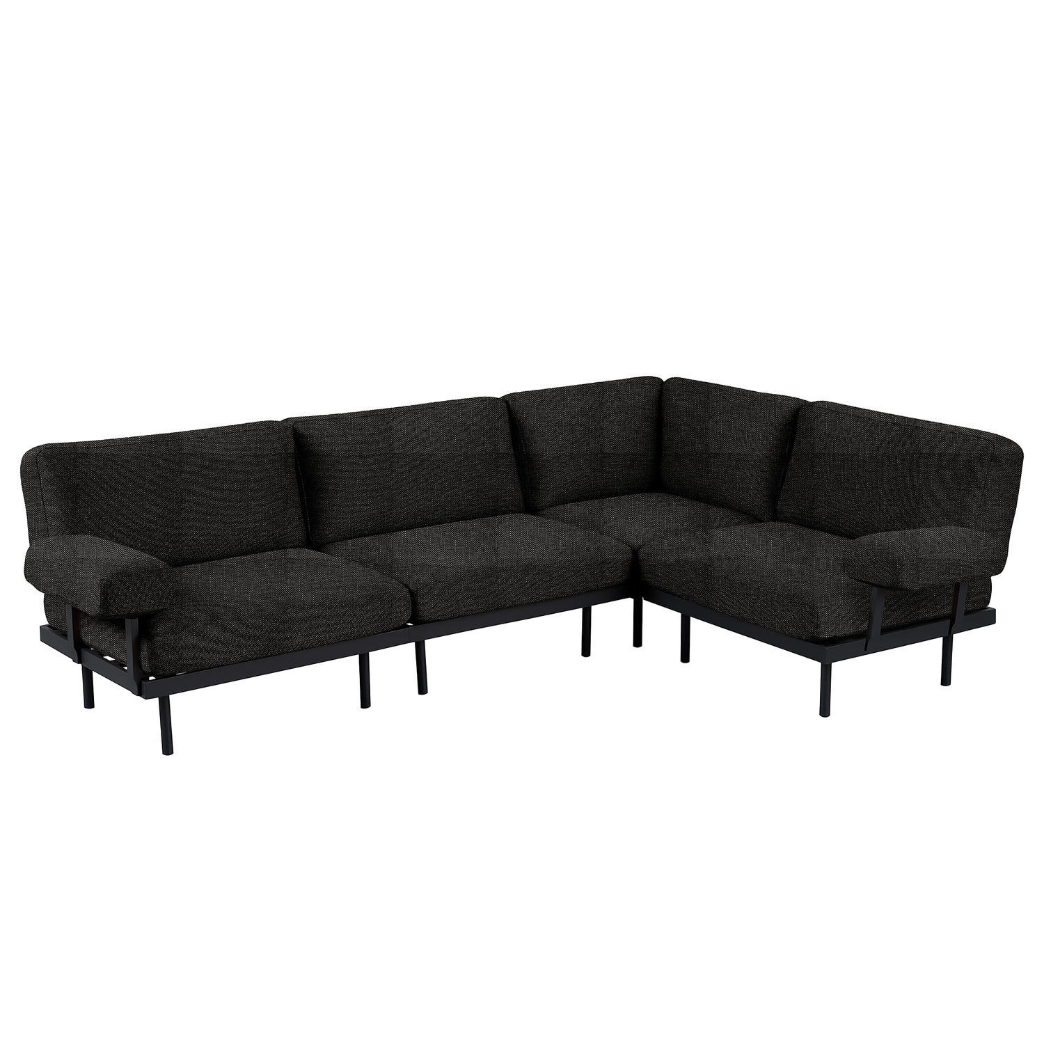 OUTDOOR-ECKSOFA - Schwarz, Textil/Metall (273/80/186cm) - home24