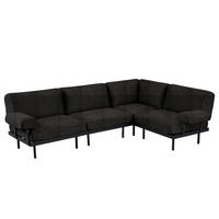 OUTDOOR-ECKSOFA - Schwarz, Textil/Metall (273/80/186cm) - home24