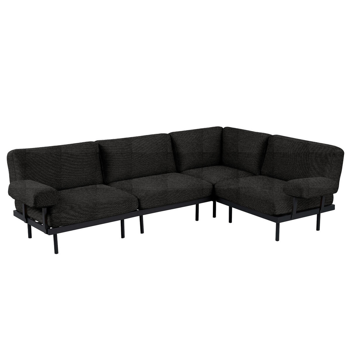OUTDOOR-ECKSOFA - Schwarz, Textil/Metall (273/80/186cm) - home24